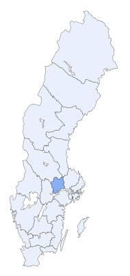 Pozicija Grofovije Västmanland na karti Švedske