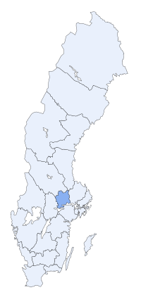 मानचित्र जिसमें वेस्तमानलान्द Västmanlands län हाइलाइटेड है