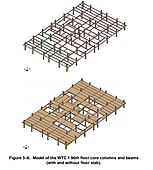 96th floor core of WTC 1. This floor structure configuration is typical.