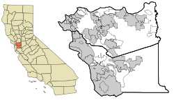 Map of incorporated and unincorporated areas in East Bay, California