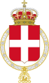 Kongedømmet Italias mindre riksvåpen 1890 - 1929 med skjold, kongekrone og ordenskjede