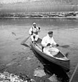 Infantrymen of the Lincoln and Welland Regiment in a canoe, training for the assault on Kapelsche Veer, Netherlands, January 26, 1945