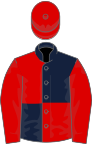 Dark blue and red (quartered), red sleeves and cap