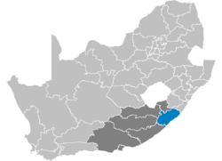 Karte de Sud Afrika montra OR Tambo in Est Kabe