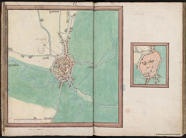 A 1545 map of Condé-sur-l'Escaut by Jacob van Deventer