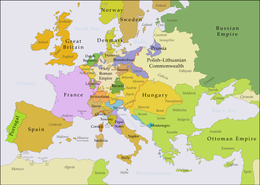 Map of European political borders in 1763