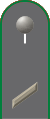 Dienstgradabzeichen eines Gefreiten der Jägertruppe auf Schulterklappe der Jacke des Dienstanzuges für Heeresuniformträger