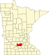 State map highlighting Sibley County