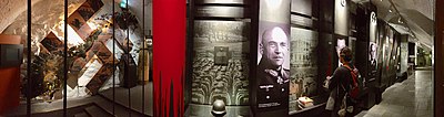 Den tyske okkupasjonsmaktens «Wehrmacht, Kommissariat og Gestapo/SS» er representert med portretter av Falkenhorst, Terboven og Rediess. Foto: Fordreid panoramafoto 2017