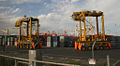 Straddle carriers in operation at the Port of Melbourne, Australia