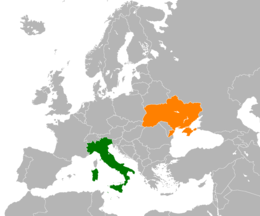 Mappa che indica l'ubicazione di Italia e Ucraina