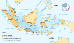 Peta wilayah kekuasaan Majapahit berdasarkan Nagarakertagama[1]