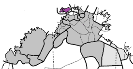  Tiwin puhuma-alue violetilla. Kartalla valkoisella Pama-nyungalaiset kielet, harmaalla muut aboriginaalikielien ryhmät.