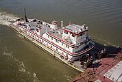 Towboat Jerry E. Holbert upbound on Ohio River at Clark Bridge, Louisville, Kentucky, USA, 2005
