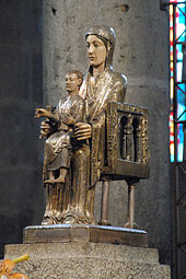 Romanesque - Madonna and Child Entroned, 12th century, walnut, silver, silvered copper and polychrome, Basilique Notre-Dame d'Orcival [fr], Orcival, France[24]