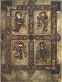 Image 7The symbols of the four Evangelists are here depicted in the Book of Kells. The winged man, lion, eagle and bull symbolize, clockwise from top left, Matthew, Mark, John, and Luke. (from Saint symbolism)