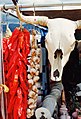 Image 9Symbols of the Southwest: a string of dried chile pepper pods (a ristra) and a bleached white cow's skull hang in a market near Santa Fe. (from New Mexico)