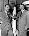 Walt Disney and Wernher von Braun in single-breasted two piece suits, 1954.