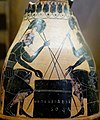 Achille e Aiace giocando a un gioco da tavolo. Oinochoe a figure nere (530 a.C.).