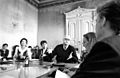 John Hejduk, děkan fakulty architektury Irwina S. Chanina během své přednášky v Praze dne 6. září 1991