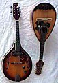 The electric mandolin (left) would probably be called semi-acoustic by many, but it had a better acoustic sound than the bowl mandolin next to it, and a better electric sound than the electric mandolin I had played since the 1970s. I wasn't shopping for mandolins really, but I came back the next day and bought it. Also lost in the fire.