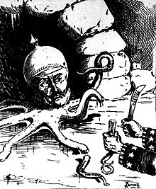 B&W cartoon of a tentacled Kaiser