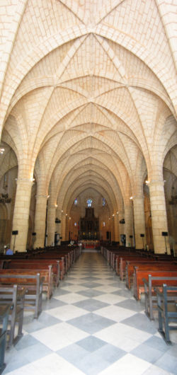 Interior of Catedral Primada in Santo Domingo, Dominican Republic.