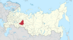Sverdlovsk oblasts beliggenhed i Rusland
