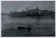 James McNeill Whistler - Quang cảnh phía Battersea của Chelsea Reach, London, (lithograph), 1878