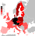 Thematische Karte der Kenntnis der deutschen Sprache in Europa