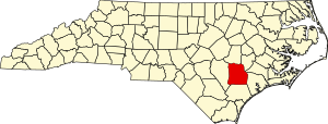 Map of North Carolina highlighting Duplin County