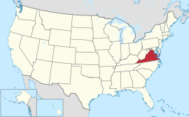 Mapa ti Estados Unidos a mangipakita ti Virginia