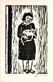 ילדה עם חתול (1958) חיתוך-עץ אוסף סדנת ההדפס ירושלים