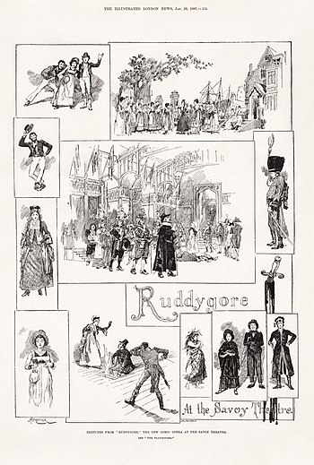 Scenes from Gilbert and Sullivan's Ruddygore in the Illustrated London News