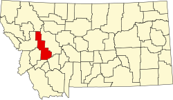 Karte von Powell County innerhalb von Montana