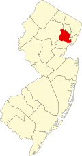 Map of New Jersey highlighting Essex County