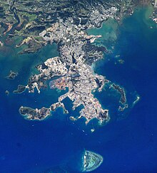 Photographie satellite de Nouméa et des environs, prise de la Station spatiale internationale