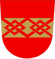 Di rosso, alla fascia d'oro, caricata di due frette affiancate del campo (stemma di Tjöck, Finlandia, in uso fino al 1972)