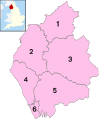Image 30Local government districts 1974–2023 1. City of Carlisle 2. Allerdale 3. Eden 4. Copeland 5. South Lakeland 6. Barrow-in-Furness (from History of Cumbria)