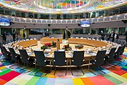 Bilik mesyuarat Majlis Kesatuan Eropah dan Majlis Pimpinan Eropah di bangunan Europa