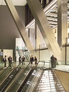 The atrium lobby, with two escalators