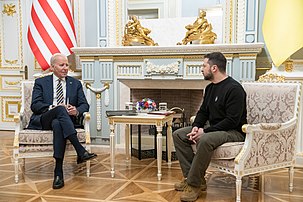 Il-President tal-Istati Uniti Joe Biden mal-President Ukren Volodymyr Zelenskyy fi Kiev fl-20 ta' Frar 2023.
