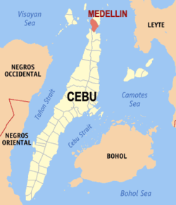 Mapa de Cebu con Medellin resaltado