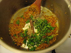 Step 5—Biryani Masala, adding spice, mint and yogurt