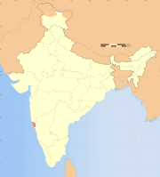 Map of India with the location of गोंय highlighted.