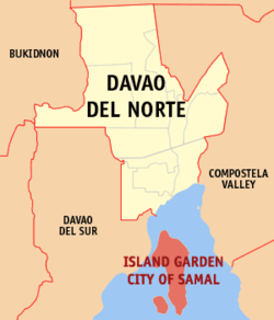 Map of Davao del Norte with Samal highlighted