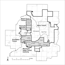 A map displaying the communities MVTA serves in relation to the Twin Cities metropolitan area.