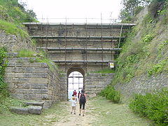 The dry stone bridge, so called Porta Rosa (4th century BC), in Elea, Province of Salerno, Campania, Italy (2005)