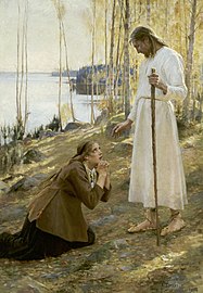 Cristo e Maria Madalena (1890) por Albert Edelfelt em um local finlandês