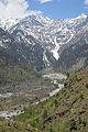 View of Himalayas from Beas river valley in Kullu